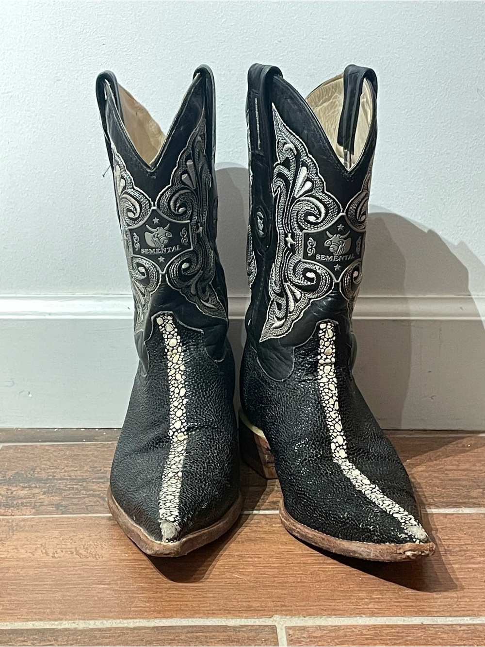 Black Leather Western Cowboy Boots